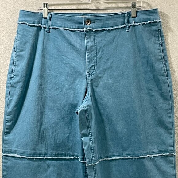 NEW LOGO by Lori Goldstein Wide Leg Jeans Washed Denim Aqua Women Size 16 - Picture 6 of 14